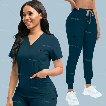 Slim Fit Medical Scrubs Uniform Women Scrub Sets Nursing Accessories Hospital Surgery Gowns Dental Clinic Beauty Salon Workwear-KarWorkwear
