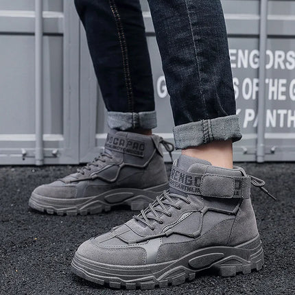Men's Work Boots Winter New Fce Lined Anti-slip Waterproof Rainproof Warm  Boots Korean Sle round Toe Rubber Sole