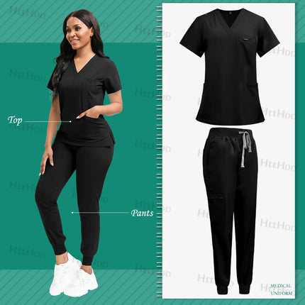 Women's Medical Joggers Suit Grooming Work Clothes Veterinary Dental Scrub Work Uniforms Fashion New Nurses Workwear Mens Scrubs-KarWorkwear