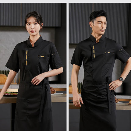 Cook Jacket Catering  Cooking White Shirt Restaurant Kitchen Chef T-shirt Baker Work Uniform Waiter Hotel Clothes Cafe Overalls-KarWorkwear