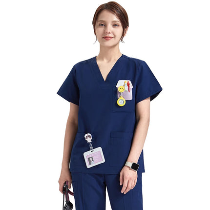 Ultra Light Scrub Set Medical Nurse Uniform for Women Men Hospital Doctor Workwear Poplin Fabric Veterinary Surgical Outfit 8020-KarWorkwear