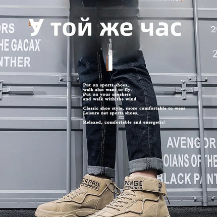 Men's Work Boots Winter New Fce Lined Anti-slip Waterproof Rainproof Warm  Boots Korean Sle round Toe Rubber Sole