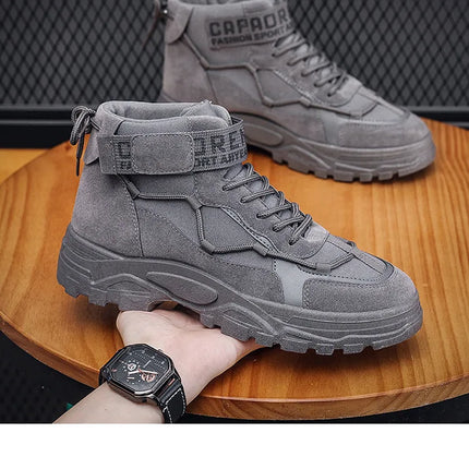 Men's Work Boots Winter New Fce Lined Anti-slip Waterproof Rainproof Warm  Boots Korean Sle round Toe Rubber Sole