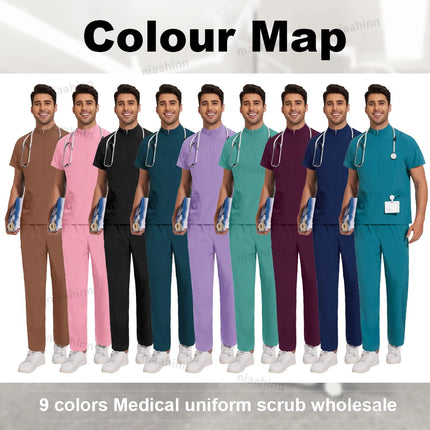 High Quality Hospital Nurse Scrubs Sets Male Men Unisex Scrub Top Pants Sets Slim Fit Medical Scrubs Healthcare Pharmacy Uniform-KarWorkwear