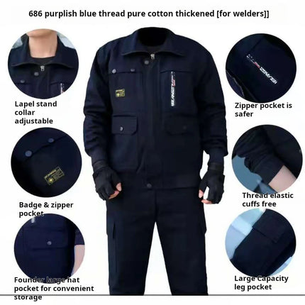 Men's work protective clothing, welding and anti scalding, construction workwear, top and pants set, labor protective clothing