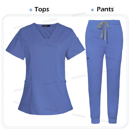 Niaahinn Scrub Hospital Uniform Medical Top Pants Nurse Uniform High Fashion Uniforms Nursing Scrubs Set Hot Sell Surgical Gowns-KarWorkwear