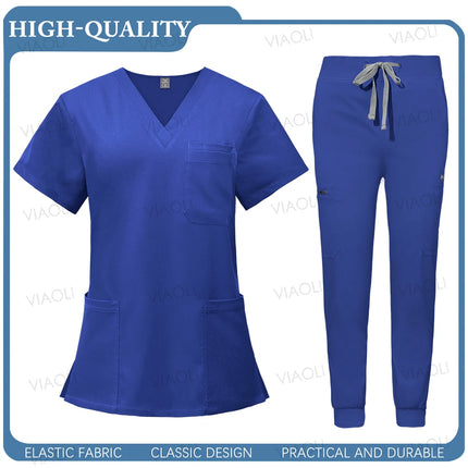 New Operating Room Uniform Hospital Working Scrub Set Medical Supplies Nurse Dental Surgery Suit Beauty Workwear Scrub Top Pants-KarWorkwear