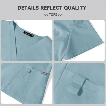 Workwear Nurse Uniform Tops+Straight Pants Medical Nursing Uniform Women Men Pet Shop Beauty Work Suit Doctor Surgery Scrubs Set-KarWorkwear