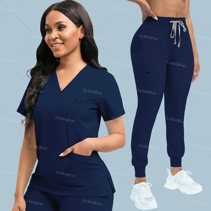 Slim Fit Medical Scrubs Uniform Women Scrub Sets Nursing Accessories Hospital Surgery Gowns Dental Clinic Beauty Salon Workwear-KarWorkwear