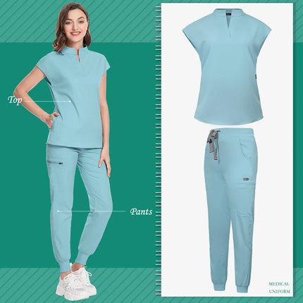 New Scrub Clothes Comfortable and Breathable Unisex Solid Color Top and Pants Set Medical Uniform Surgical Work Wear Wholesale-KarWorkwear