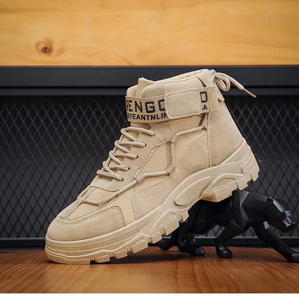 Men's Work Boots Winter New Fce Lined Anti-slip Waterproof Rainproof Warm  Boots Korean Sle round Toe Rubber Sole