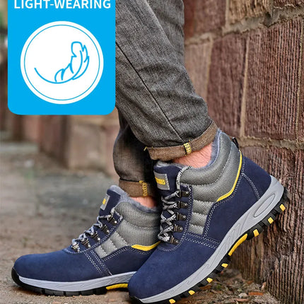 High Quality Winter Boots Men Steel Toe Cap Safety Boots Work Shoes Men Puncture-Proof Work Boots Plush Warm Safety Shoes male-KarWorkwear