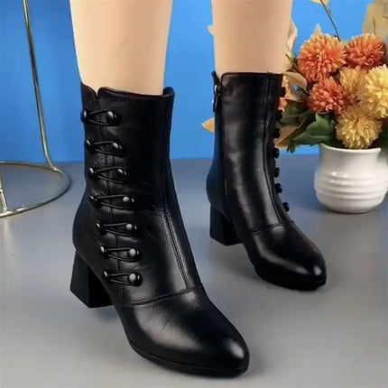 Brand Women Boots Chunky Chelsea High Boots Women 2024 New High Heels Shoes designer Sexy Women Ankle Boots Big Size botas mujer-KarWorkwear