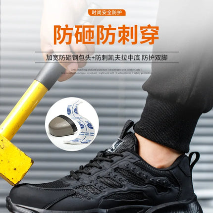 White Safety Shoes Men Steel Toe Boots Work Sneakers Anti-smash Anti-puncture Indestructible Shoes Sport Men Protective Shoes-KarWorkwear