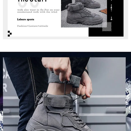 Men's Work Boots Winter New Fce Lined Anti-slip Waterproof Rainproof Warm  Boots Korean Sle round Toe Rubber Sole