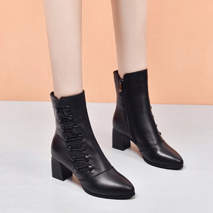 Brand Women Boots Chunky Chelsea High Boots Women 2024 New High Heels Shoes designer Sexy Women Ankle Boots Big Size botas mujer-KarWorkwear