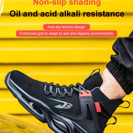 Luminous Steel Toe Boots For Men Non-slip Work Boots Indestructible Shoes Kitchen Restaurant Safety Boots Male Footwear 36-48-KarWorkwear
