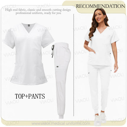 Unisex Medical Uniforms Men Women Nursing Clothes Beauty Costume Nurse Scrubs Sets Doctor Dentist Workwear Clinical Tops Pants-KarWorkwear