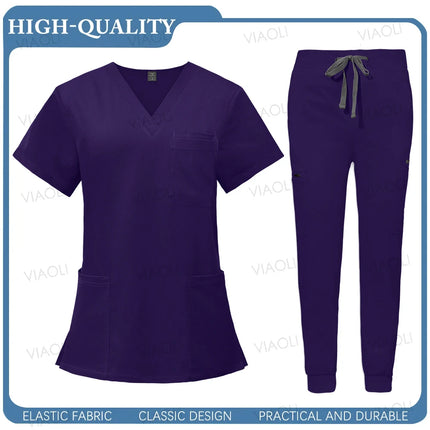 New Operating Room Uniform Hospital Working Scrub Set Medical Supplies Nurse Dental Surgery Suit Beauty Workwear Scrub Top Pants-KarWorkwear