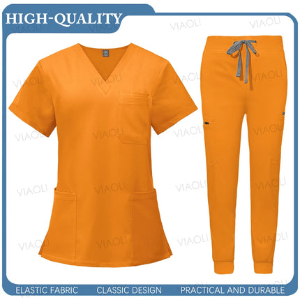 New Operating Room Uniform Hospital Working Scrub Set Medical Supplies Nurse Dental Surgery Suit Beauty Workwear Scrub Top Pants-KarWorkwear