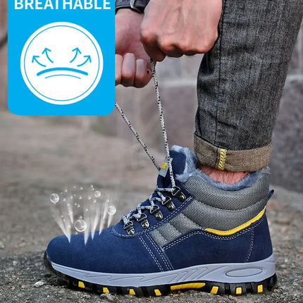 High Quality Winter Boots Men Steel Toe Cap Safety Boots Work Shoes Men Puncture-Proof Work Boots Plush Warm Safety Shoes male-KarWorkwear