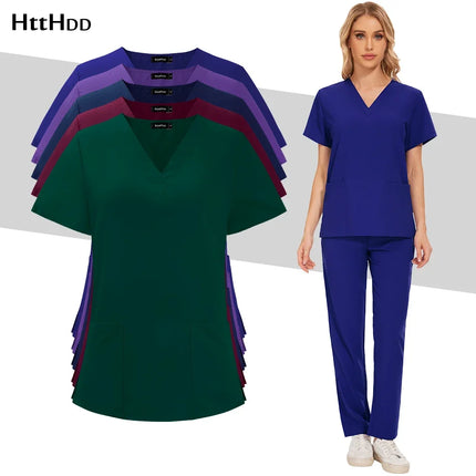 Aesthetic Uniforms Woman Beauty Manicurist Work Wear Hot Sales Scrubs Top Blouse Nursing Pants High-quality Scrub Suit Wholesale-KarWorkwear