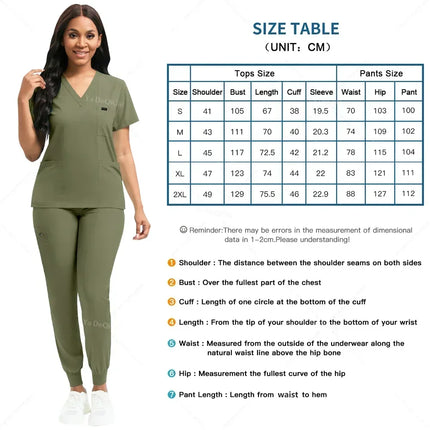 Slim Fit Medical Scrubs Uniform Women Scrub Sets Nursing Accessories Hospital Surgery Gowns Dental Clinic Beauty Salon Workwear-KarWorkwear