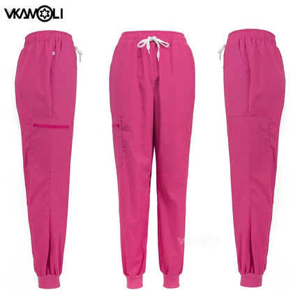 Cat print Pet hospital clinic Dentist lab medical nurse Surgical working Short sleeve Scrub tops +Jogger Pants Doctor uniforms-KarWorkwear