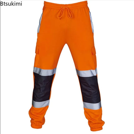 Reflective Safety Pants 360 Degree Reflective Zones High Visibility Casual Work Clothes Nocturnal Outdoor Joggers Pants for Men