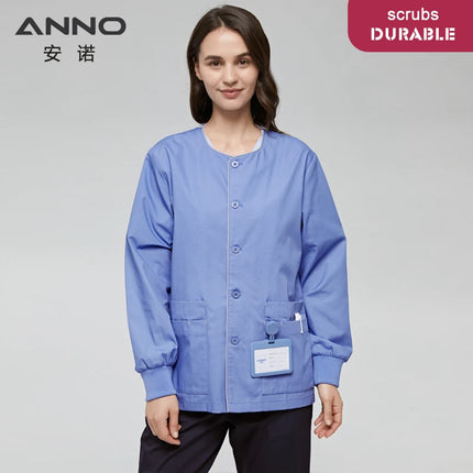 Long Sleeves Scrubs Jacket Pretty Outfit Nurse Out Coat Doctor Shirt Hospital Nursing Staff Uniforms Autumn Winter Work Wear-KarWorkwear