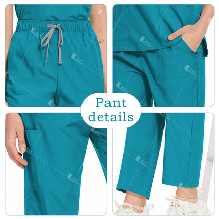 Fashion Black Uniforms Woman Beauty Workwear Medical Scrub Set Doctor Nurse Nursing Clothes Clinical Scrubs Top Pants Sets S-XXL-KarWorkwear