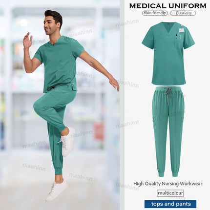 Wholesale Price Medical Scrubs Women Men Multicolour Scrub Top+pants Suit Short Sleeved Nursing Joggers Scrub Veterinary Uniform-KarWorkwear