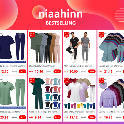 Short Sleeve Mens Scrub Uniforms Doctor Overcoats Dentist Set Medical Tops Pants Man or Women Nurse Work Wear Lab Pharmacy Gown-KarWorkwear