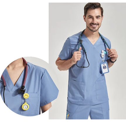 Ultra Light Scrub Set Medical Nurse Uniform for Women Men Hospital Doctor Workwear Poplin Fabric Veterinary Surgical Outfit 8020-KarWorkwear