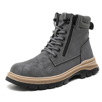 Men Work Boots Puncture-Proof  Waterproof Work Shoes Steel Toe Safety Boots Industrial Indestructible Boots Side Zipper Shoes