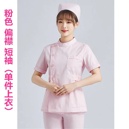 White Short Sleeve scrubs uniforms women Pet Grooming Clinic Nursing Clothes Workwear Nurse Scrub Work Pink Medical Uniform-KarWorkwear