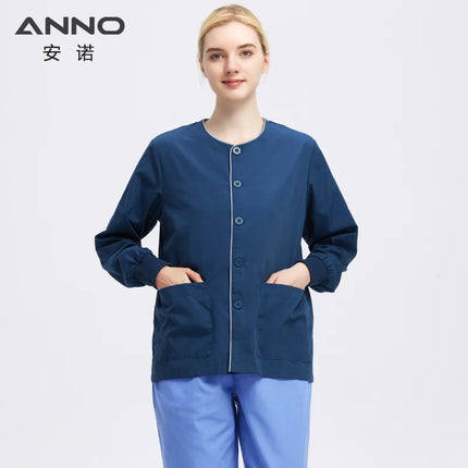 Long Sleeves Scrubs Jackets Pretty Outfit Soft Nurse Out Coat Doctor Hospital Nursing Staff Uniforms Autumn Winter Work Wear-KarWorkwear