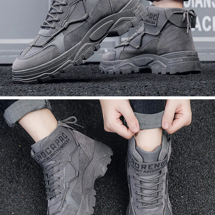 Men's Work Boots Winter New Fce Lined Anti-slip Waterproof Rainproof Warm  Boots Korean Sle round Toe Rubber Sole