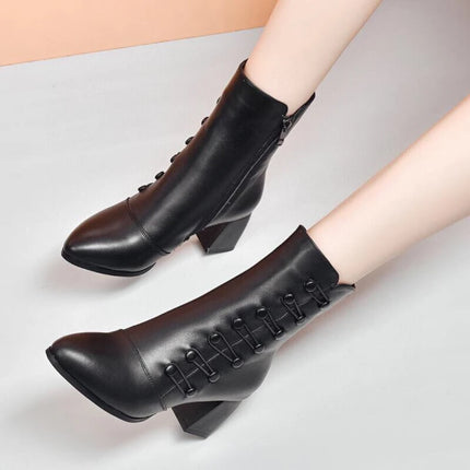 Brand Women Boots Chunky Chelsea High Boots Women 2024 New High Heels Shoes designer Sexy Women Ankle Boots Big Size botas mujer-KarWorkwear
