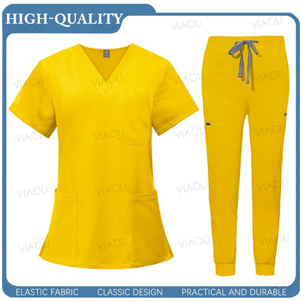 New Operating Room Uniform Hospital Working Scrub Set Medical Supplies Nurse Dental Surgery Suit Beauty Workwear Scrub Top Pants-KarWorkwear