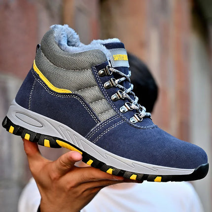 High Quality Winter Boots Men Steel Toe Cap Safety Boots Work Shoes Men Puncture-Proof Work Boots Plush Warm Safety Shoes male-KarWorkwear