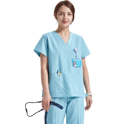 Ultra Light Scrub Set Medical Nurse Uniform for Women Men Hospital Doctor Workwear Poplin Fabric Veterinary Surgical Outfit 8020-KarWorkwear