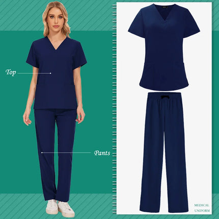 Aesthetic Uniforms Woman Beauty Manicurist Work Wear Hot Sales Scrubs Top Blouse Nursing Pants High-quality Scrub Suit Wholesale-KarWorkwear