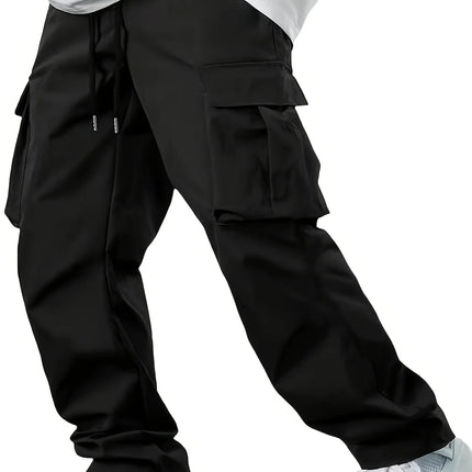 2025new men's workwear pants, European and American men's loose straight casual pants, men's workwear pocket pants