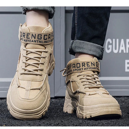Men's Work Boots Winter New Fce Lined Anti-slip Waterproof Rainproof Warm  Boots Korean Sle round Toe Rubber Sole