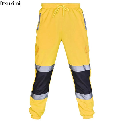 Reflective Safety Pants 360 Degree Reflective Zones High Visibility Casual Work Clothes Nocturnal Outdoor Joggers Pants for Men
