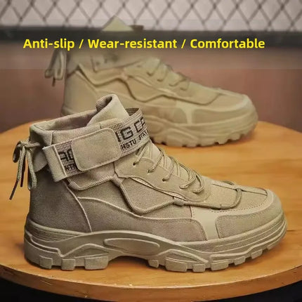 Men's Work Boots Winter New Fce Lined Anti-slip Waterproof Rainproof Warm  Boots Korean Sle round Toe Rubber Sole