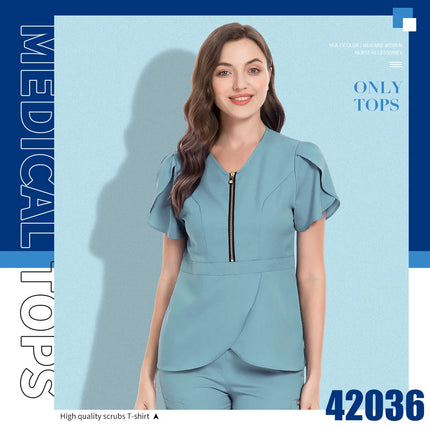 Beauty Salon Workwear Women Short Sleeved Spa Uniforms Dentist Healthcare Nurse Scrubs Tops Medical Doctor Scrub Working Clothes-KarWorkwear
