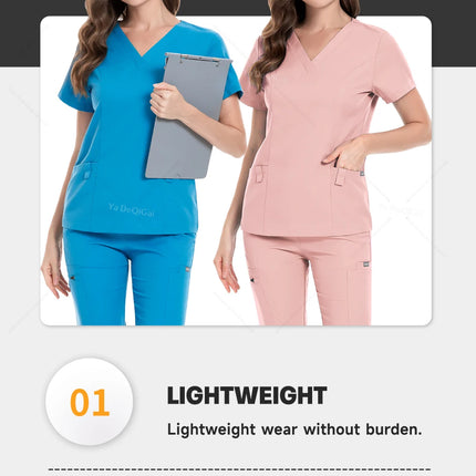 Workwear Nurse Uniform Tops+Straight Pants Medical Nursing Uniform Women Men Pet Shop Beauty Work Suit Doctor Surgery Scrubs Set-KarWorkwear