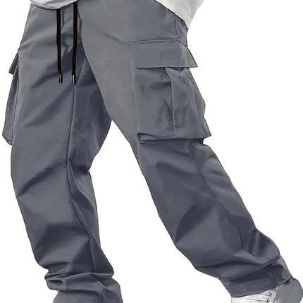 2025new men's workwear pants, European and American men's loose straight casual pants, men's workwear pocket pants